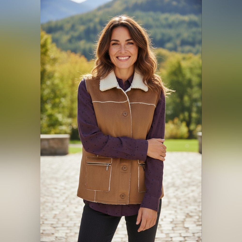 Northern Reflections Brown Shearling Vest